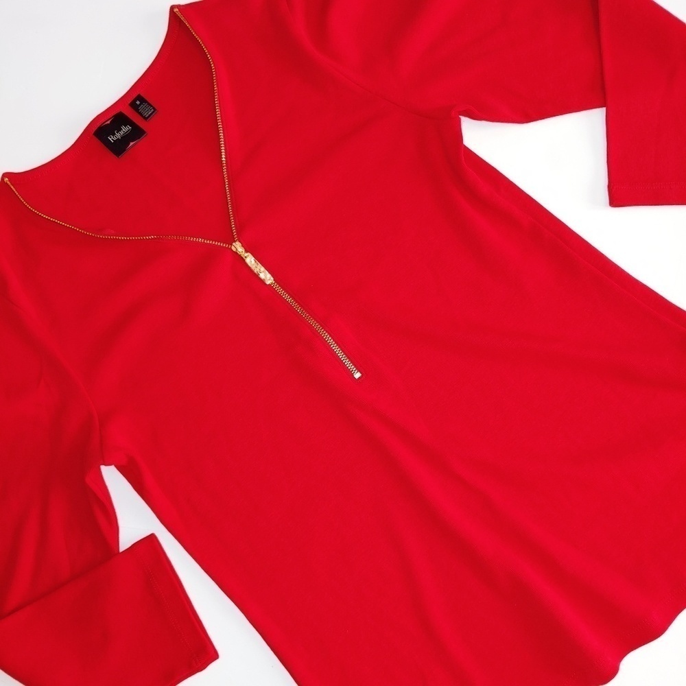 Rafealla Red Zip Front Top M